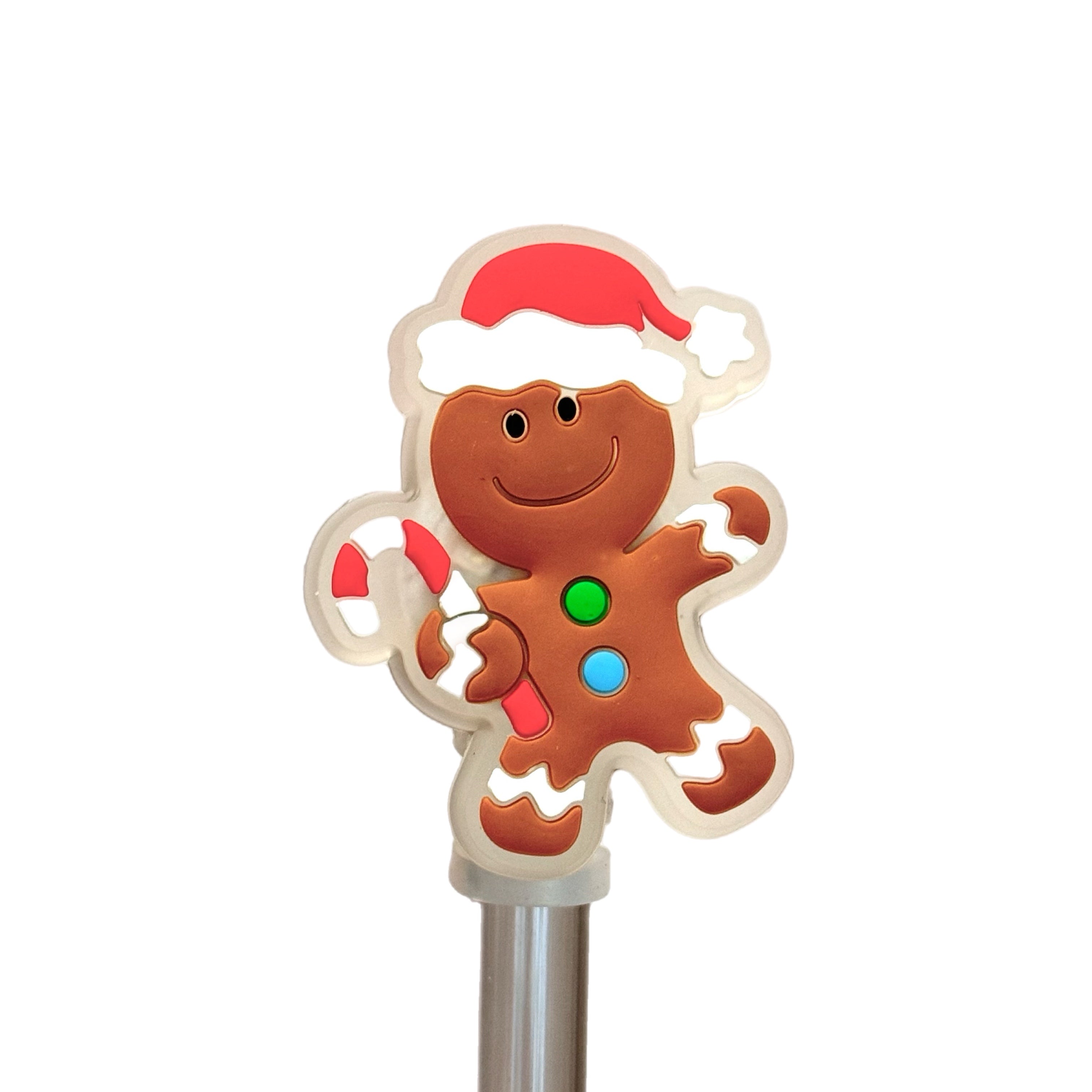 LED LIGHT UP GINGERBREAD MAN STRAW TOPPER