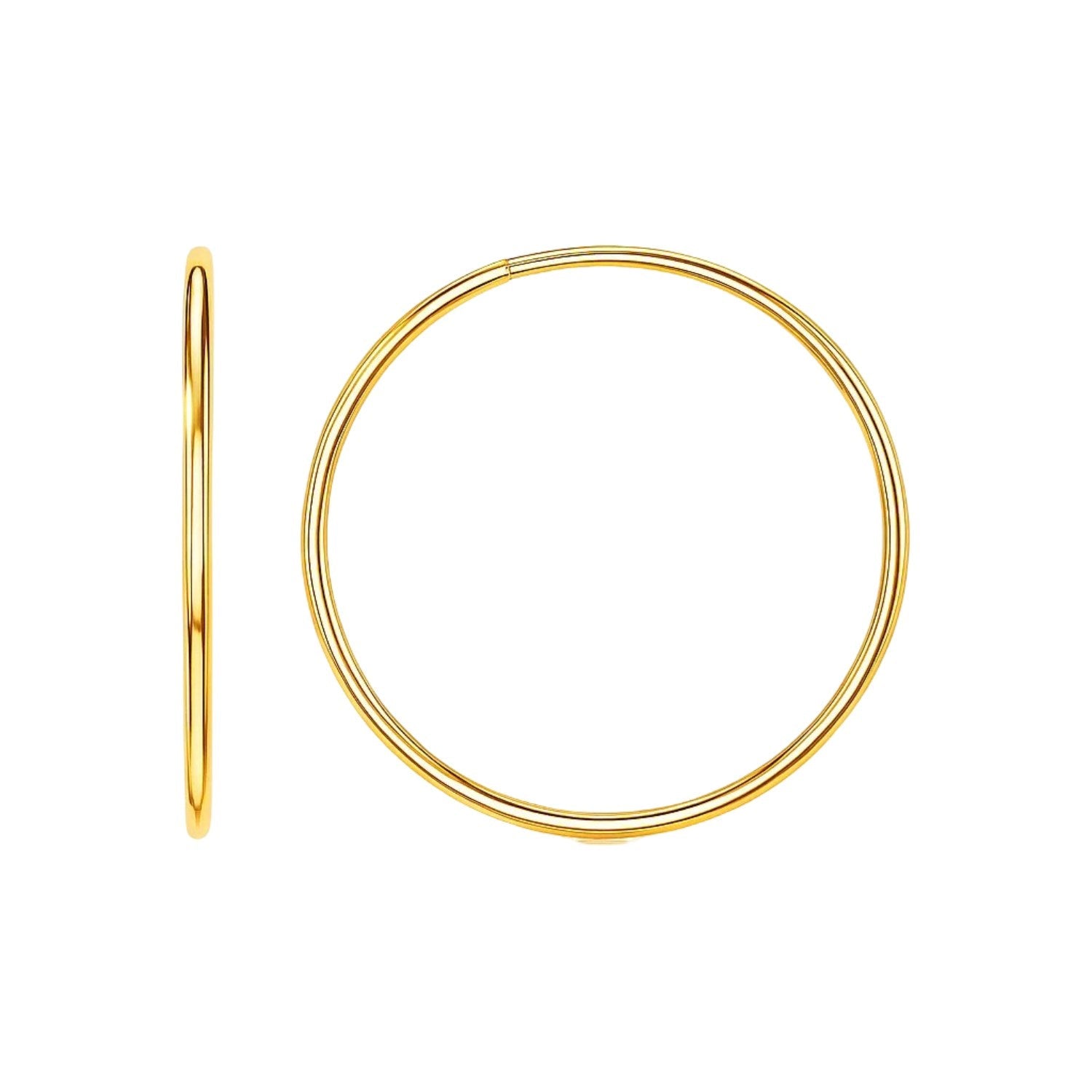 Endless Hoop Style Earrings in 14K Yellow Gold(1.2x30mm)