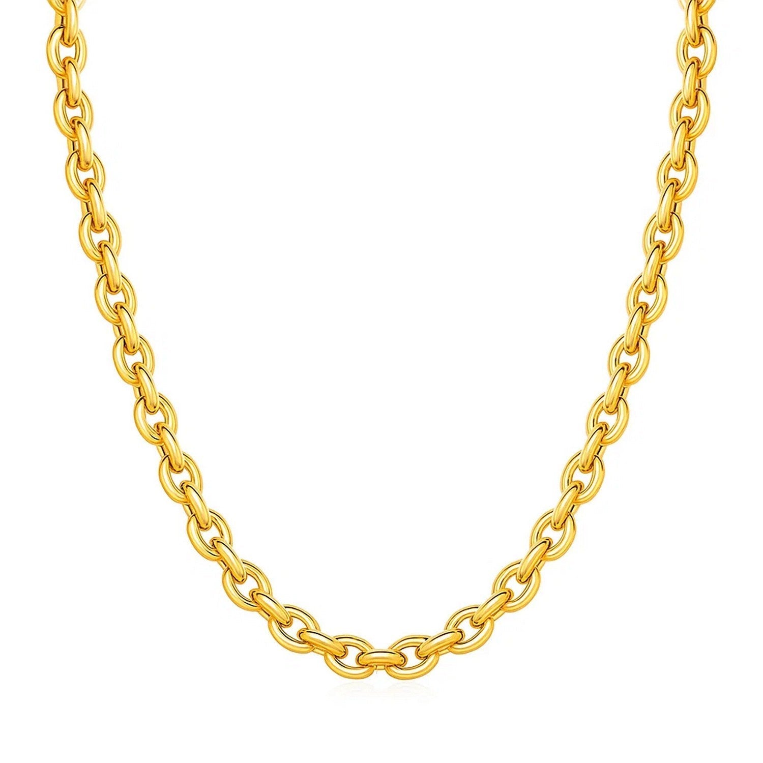 14k Yellow Gold Polished Oval Link Necklace