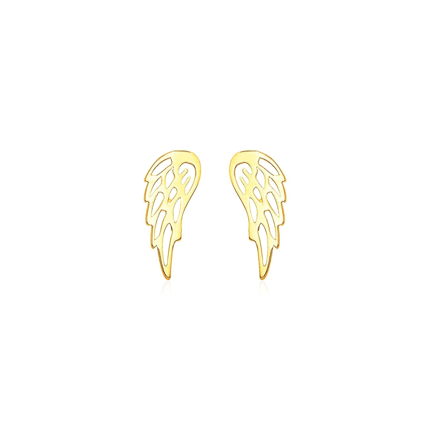 14k Yellow Gold Polished Wing Post Earrings