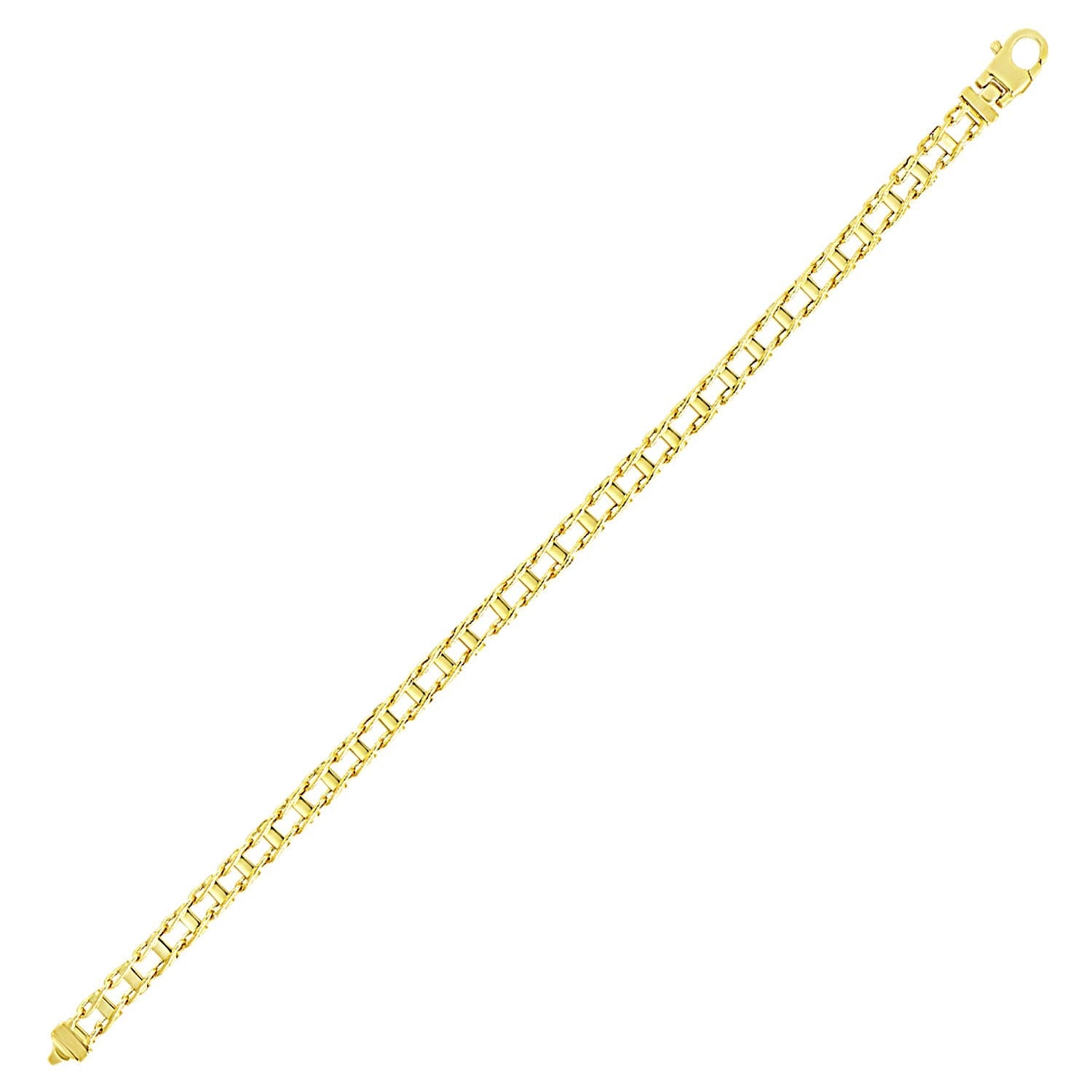 14k Yellow Gold Men&amp;#39;s Bracelet with Rail Motif Links