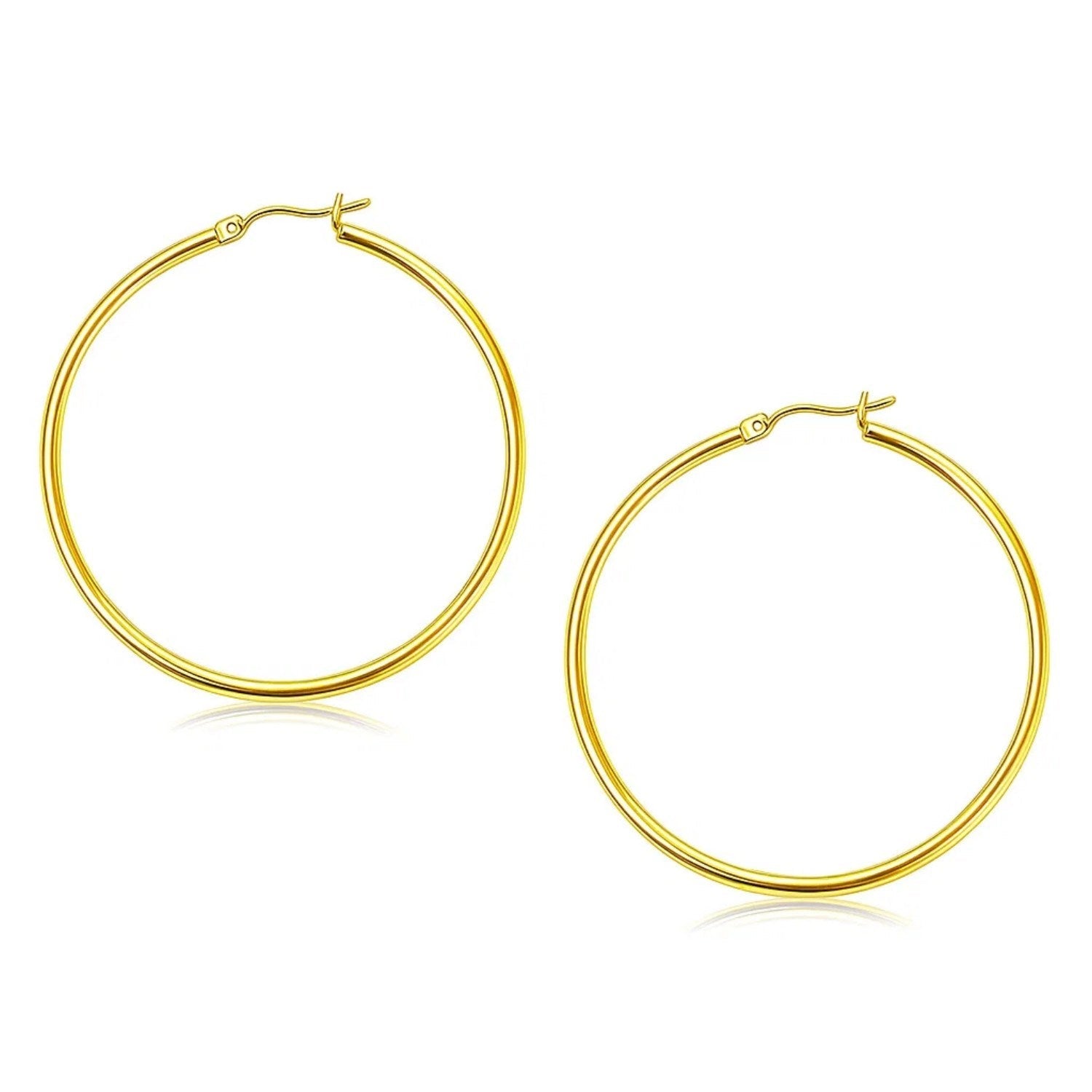 10k Yellow Gold Polished Hoop Earrings (2x45mm)