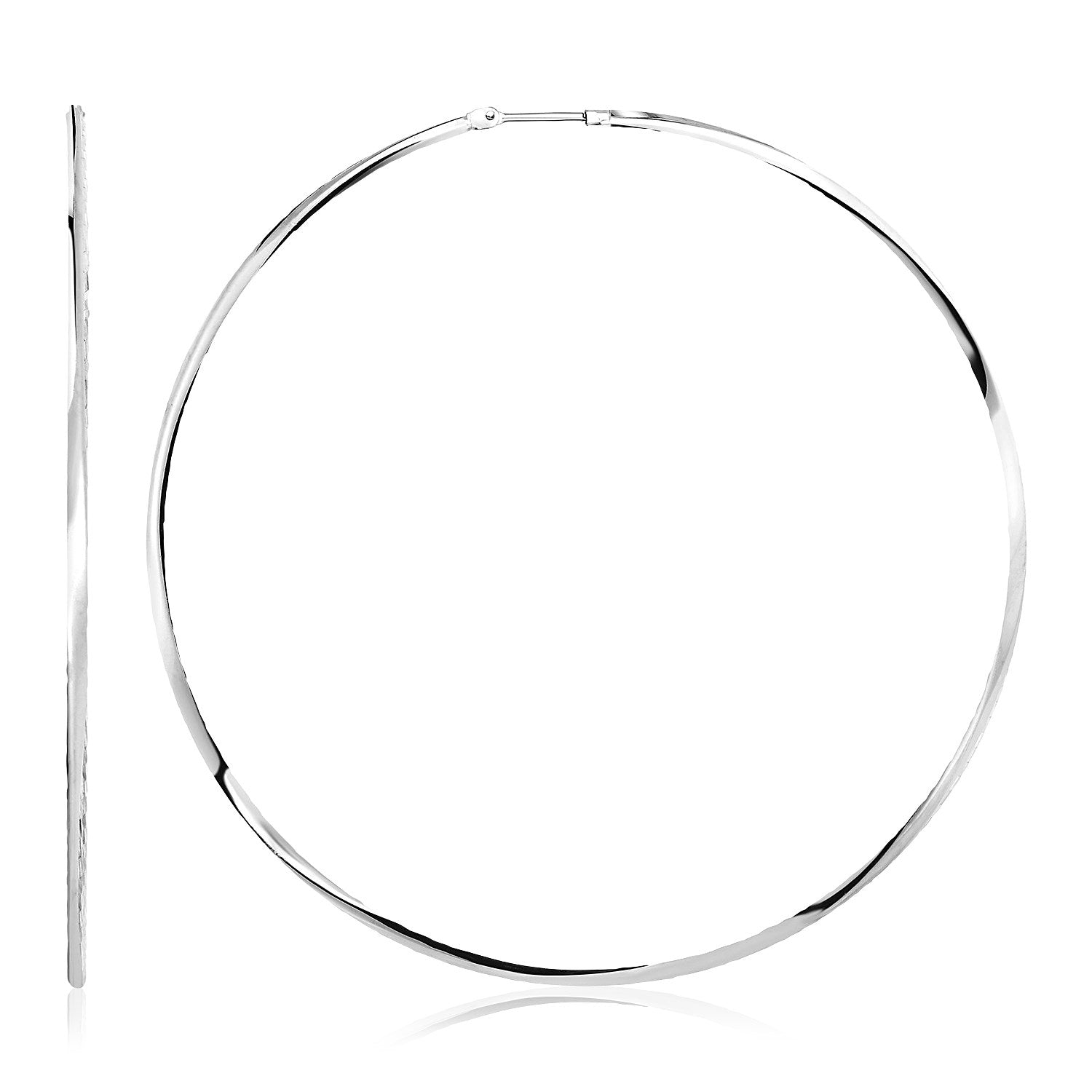 Sterling Silver Large Polished Round Hoop Earring