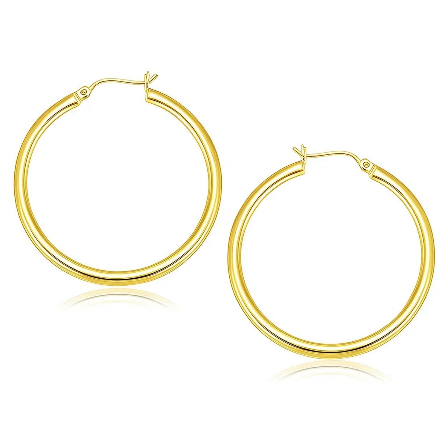 10k Yellow Gold Polished Hoop Earrings (3x40mm)