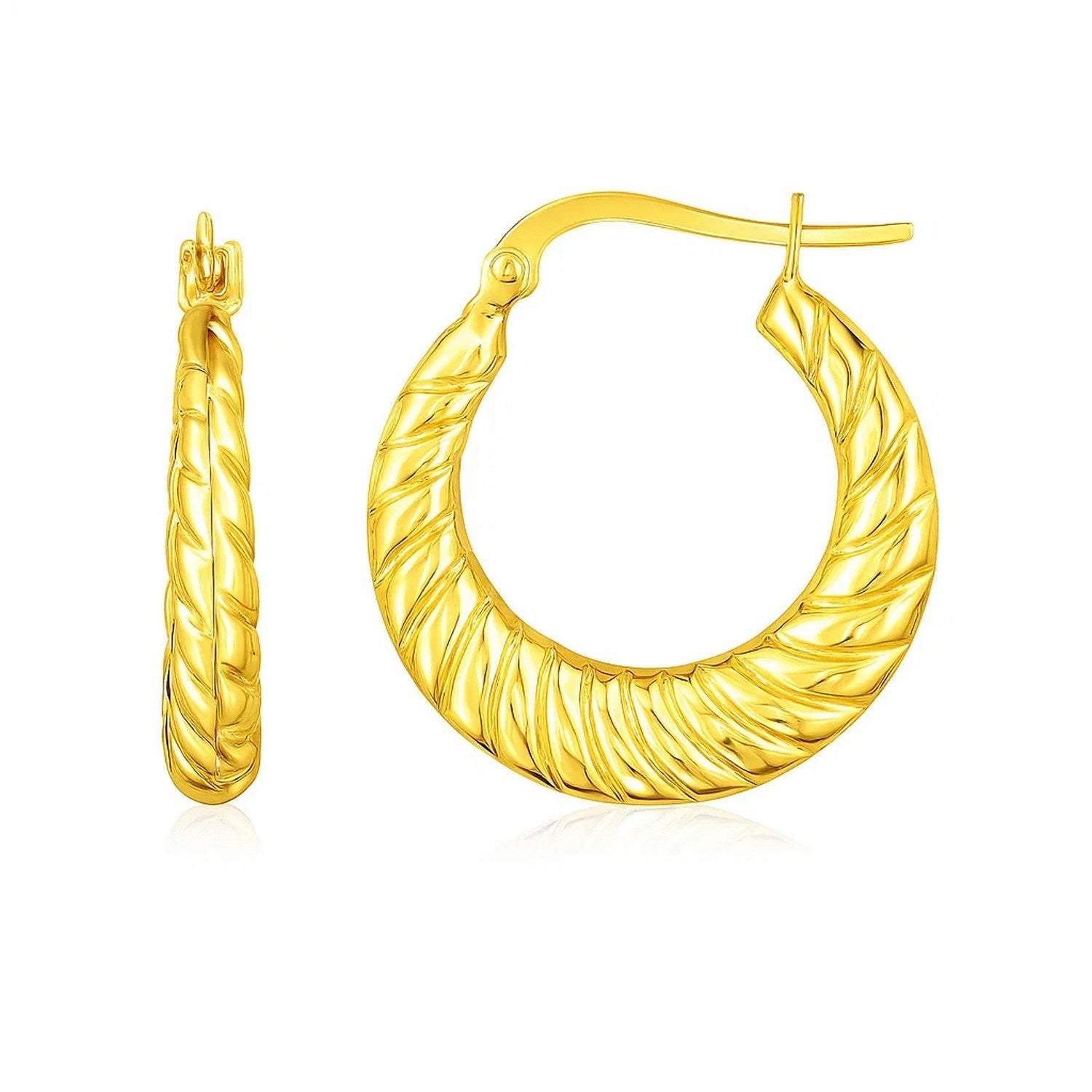 14K Yellow Gold Polished Twisted Cable Graduated Hoops