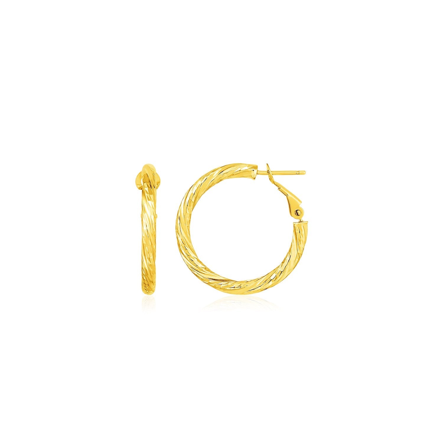 14 k Yellow Gold Petite Twisted Round Hoop Earrings