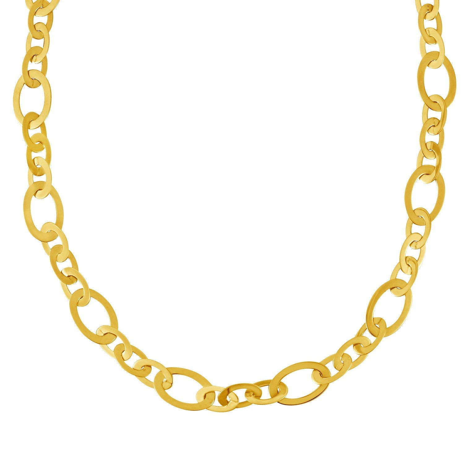Large Flat Oval Link Necklace in 14K Yellow Gold (7.90 mm)