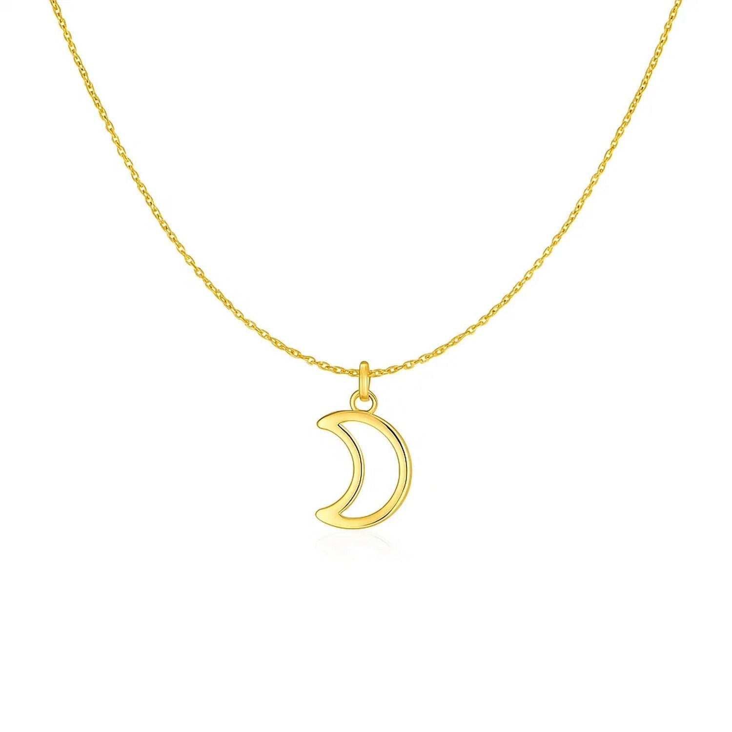 14k Yellow Gold Necklace with Moon