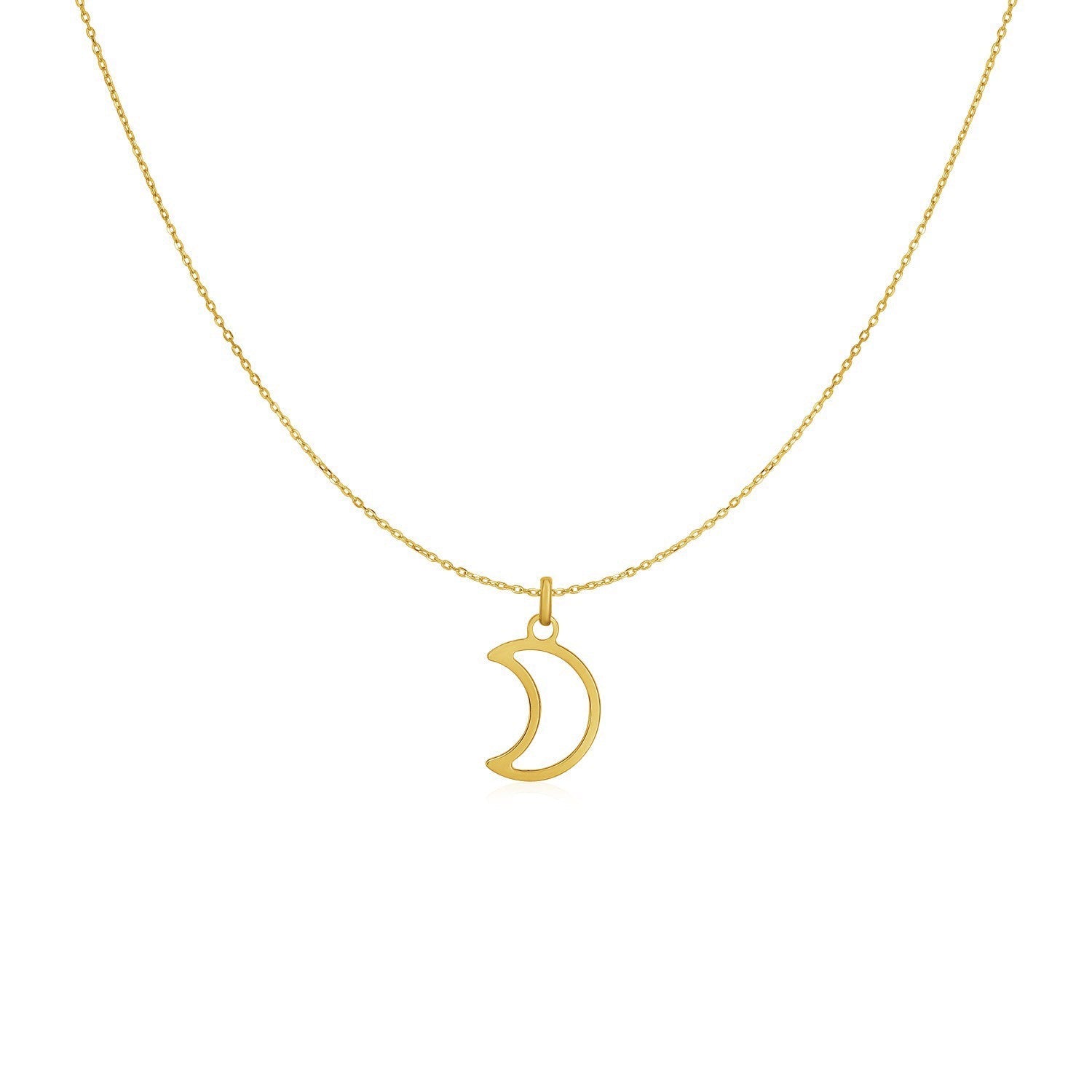 14k Yellow Gold Necklace with Moon