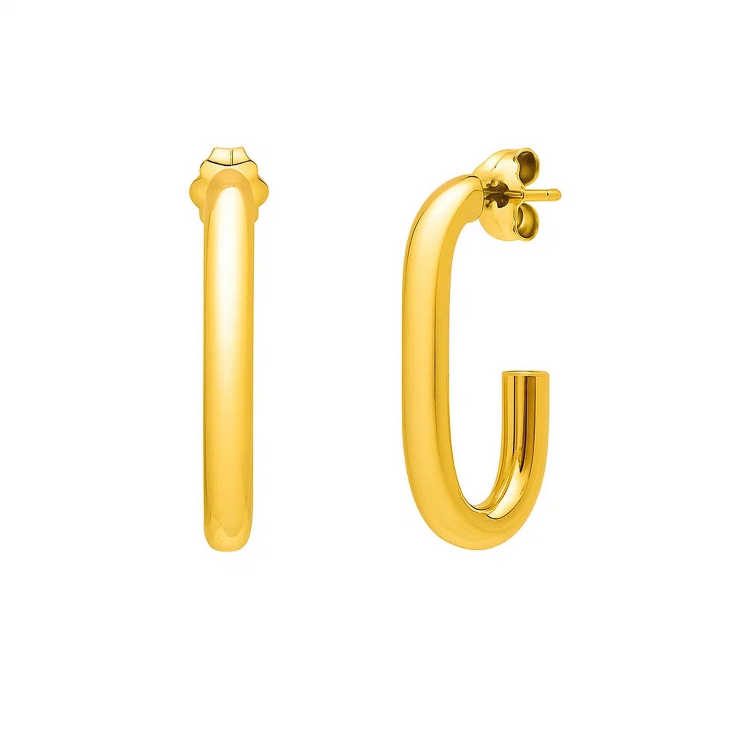Paperclip Hoop Earrings in 14K Yellow Gold (27mmx12mm)