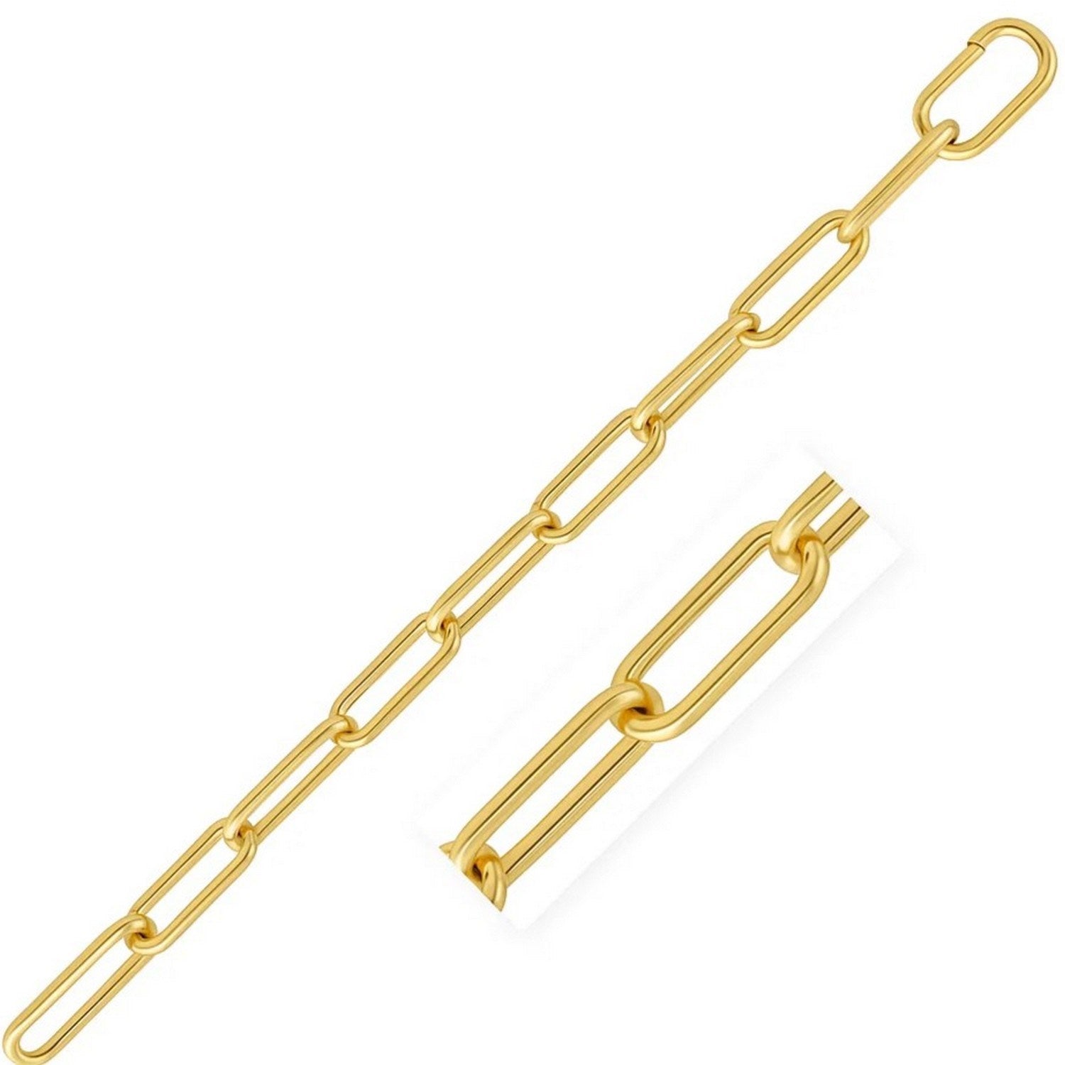 14k Yellow Gold Lite Round Wire Paperclip Bracelet  (8.50 mm)