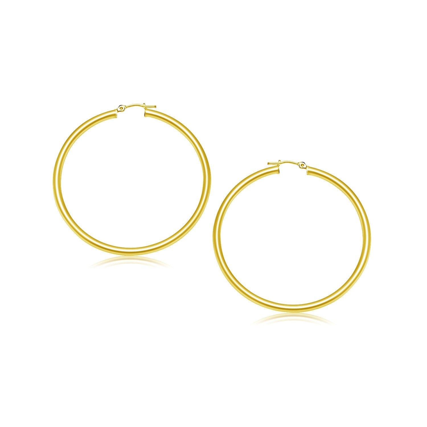 10 k Yellow Gold Polished Hoop Earrings 25 mm