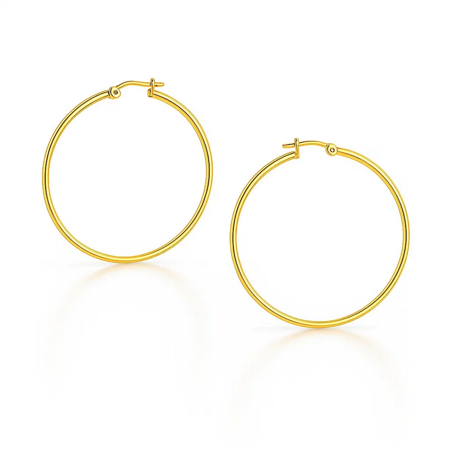 10k Yellow Gold Polished Hoop Earrings (3x25 mm)