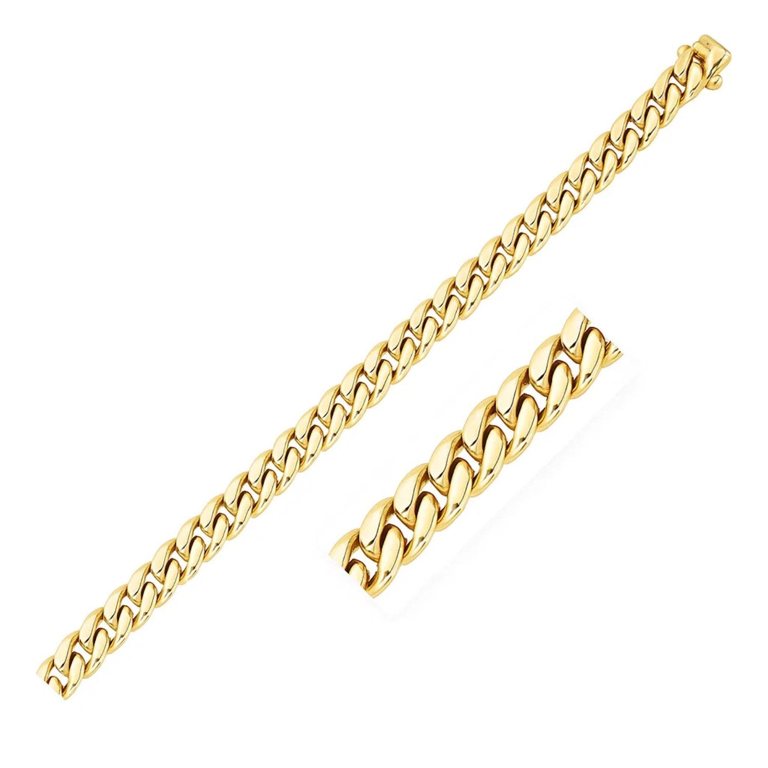 14k Yellow Gold Classic Miami Cuban Solid Bracelet (3.20 mm)