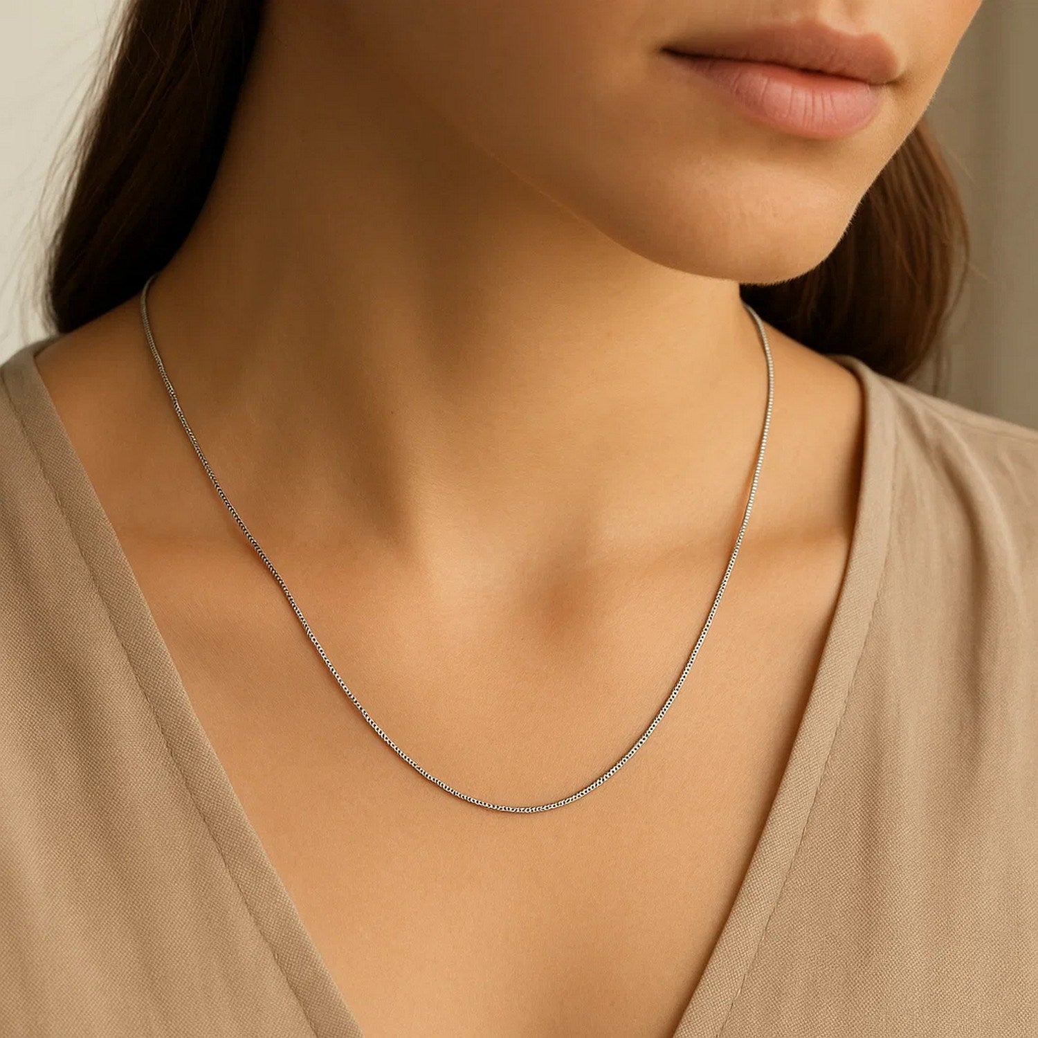 14k White Gold Classic Box Chain (0.45 mm)