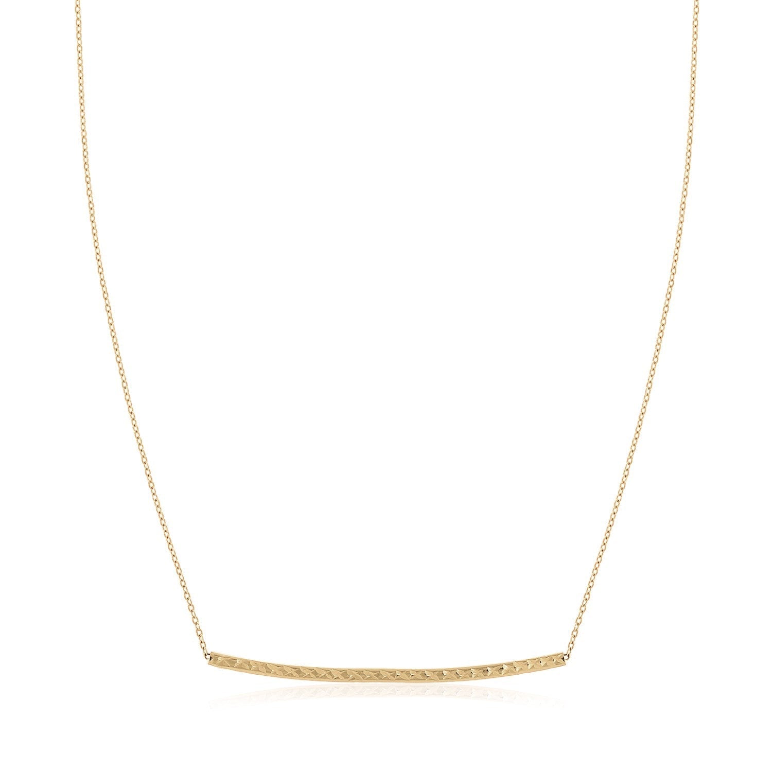14k Yellow Gold Thin Textured Bar Necklace