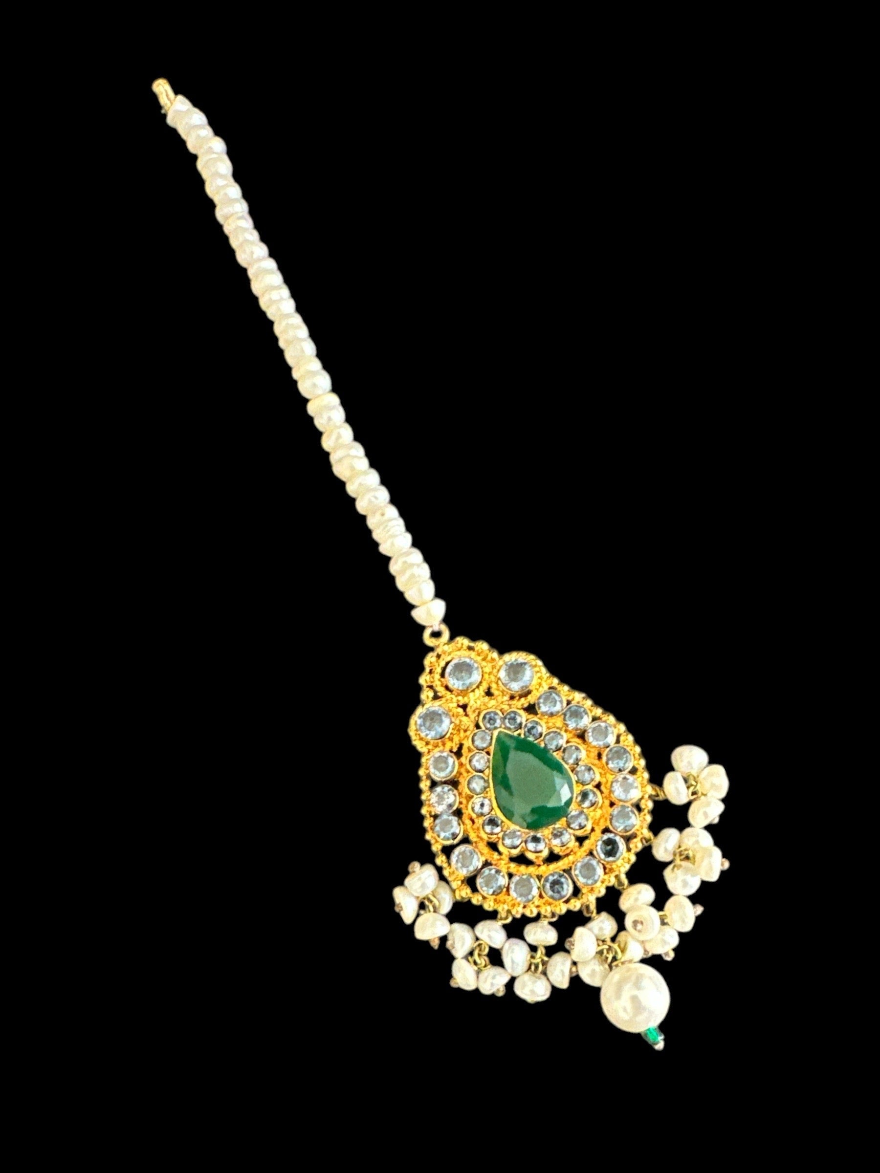 Zircon tika with fresh water pearls ( SHIPS IN 4 WEEKS )