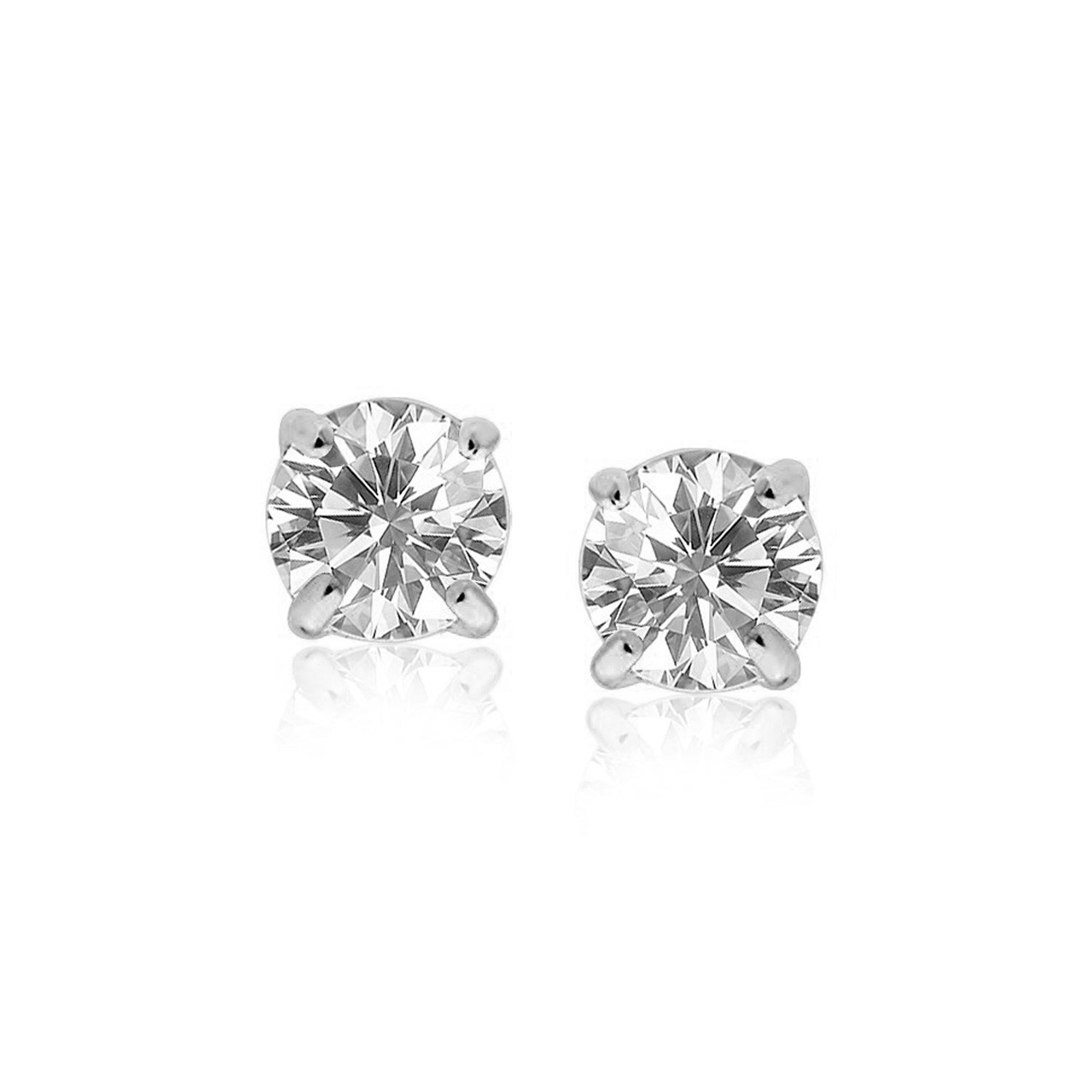 Sterling Silver Stud Earring with White Hue Faceted Cubic Zirconia