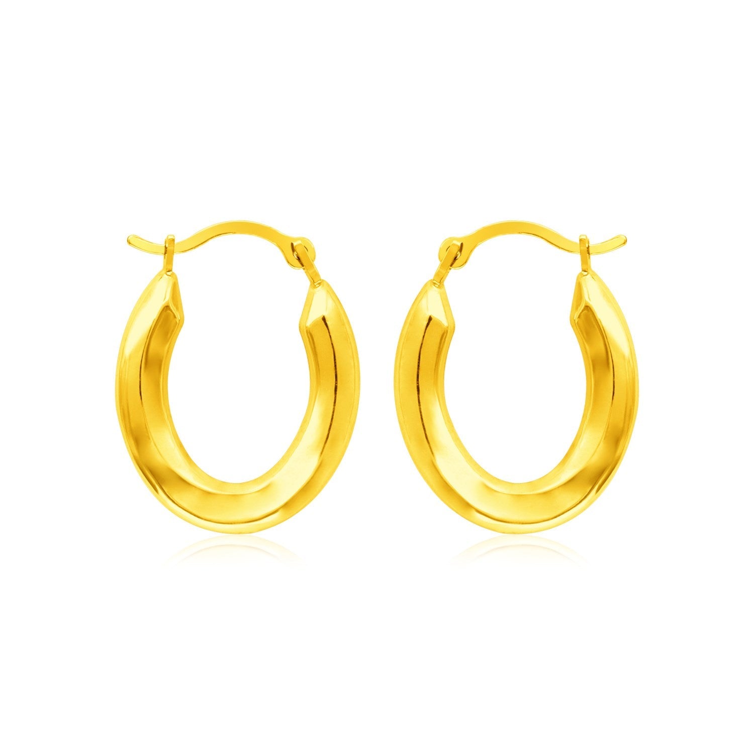 14k Yellow Gold Polished Oval Hoop Earrings