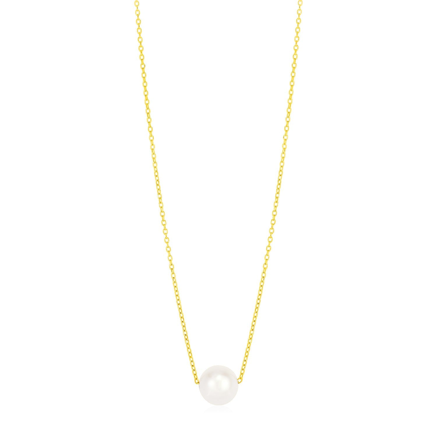14k Yellow Gold Pearl Solitaire Necklace