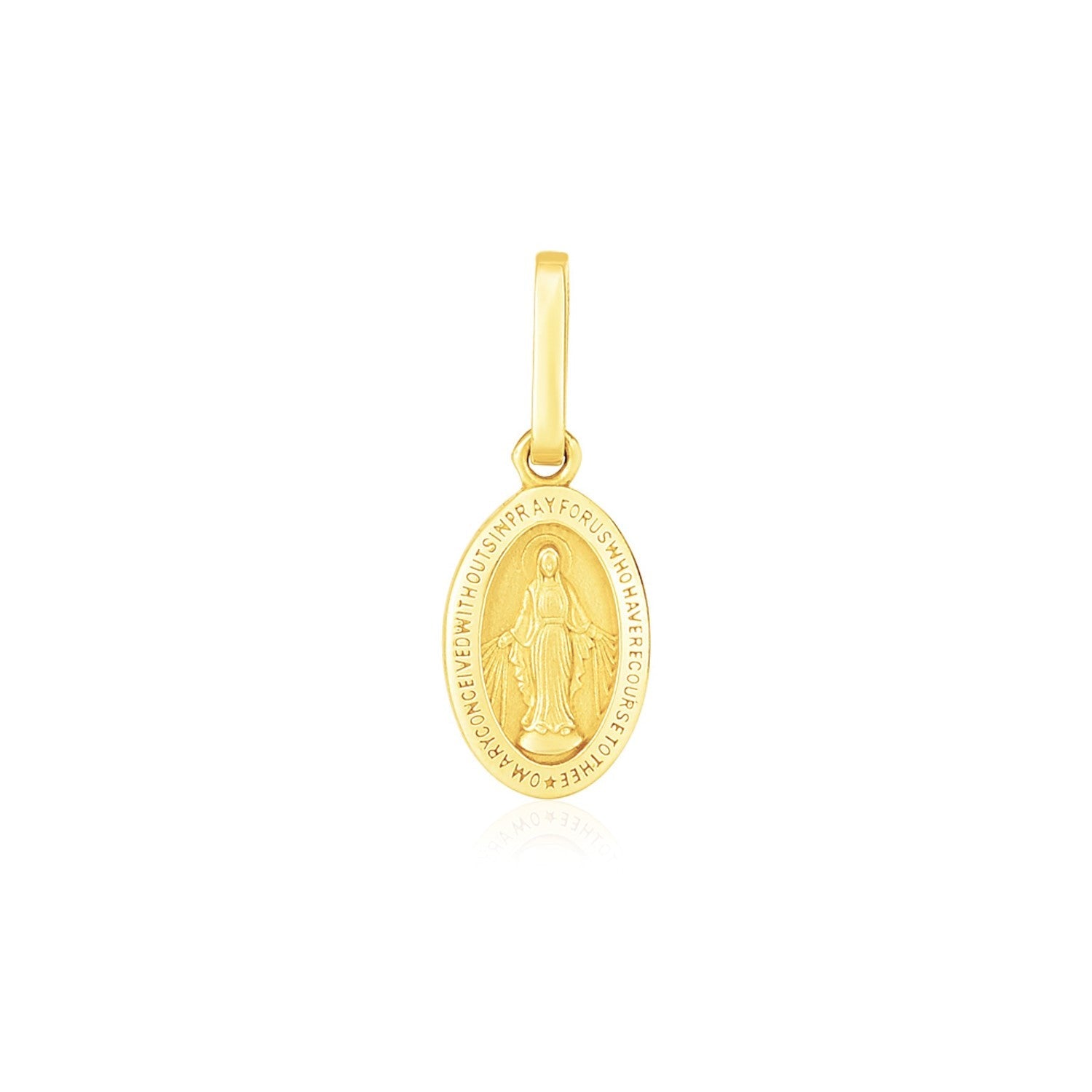 14k Yellow Gold Oval Religious Medal Pendant