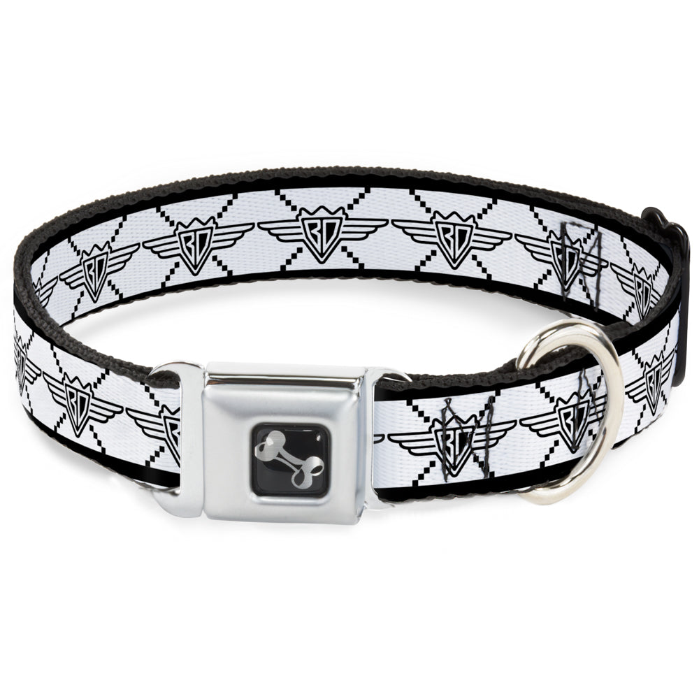 Dog Bone Seatbelt Buckle Collar - BD Monogram2 White/Black
