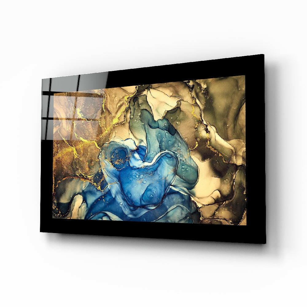 Gold Blue Glass Wall Art