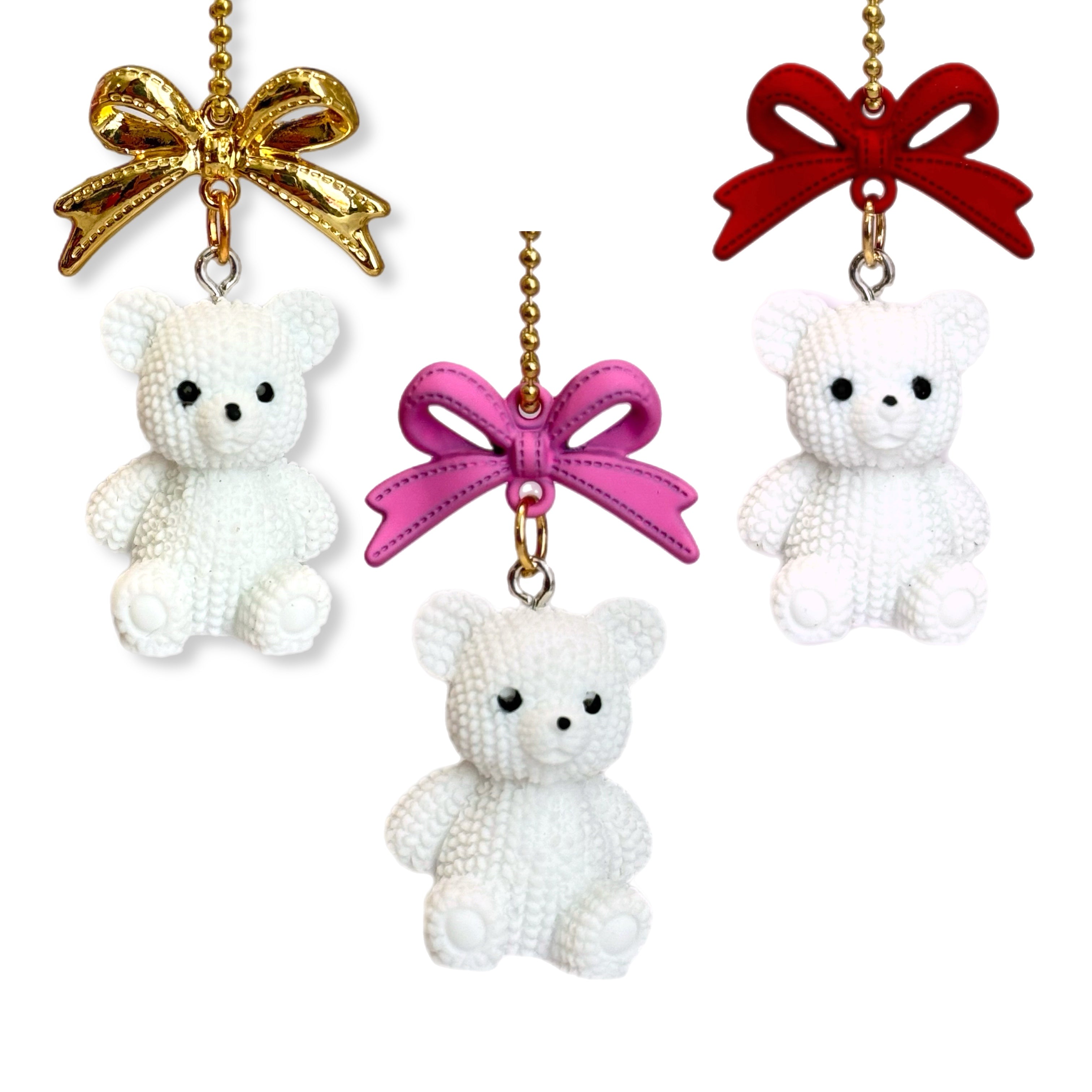 Coquette White Teddy Bear Charm - Tumbler Handle Charm