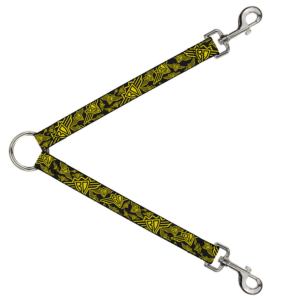 Dog Leash Splitter - BD Logo Scattered Black/Yellow