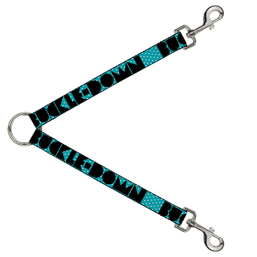 Dog Leash Splitter - BUCKLE-DOWN Shapes Dot Turquoise/White/Black