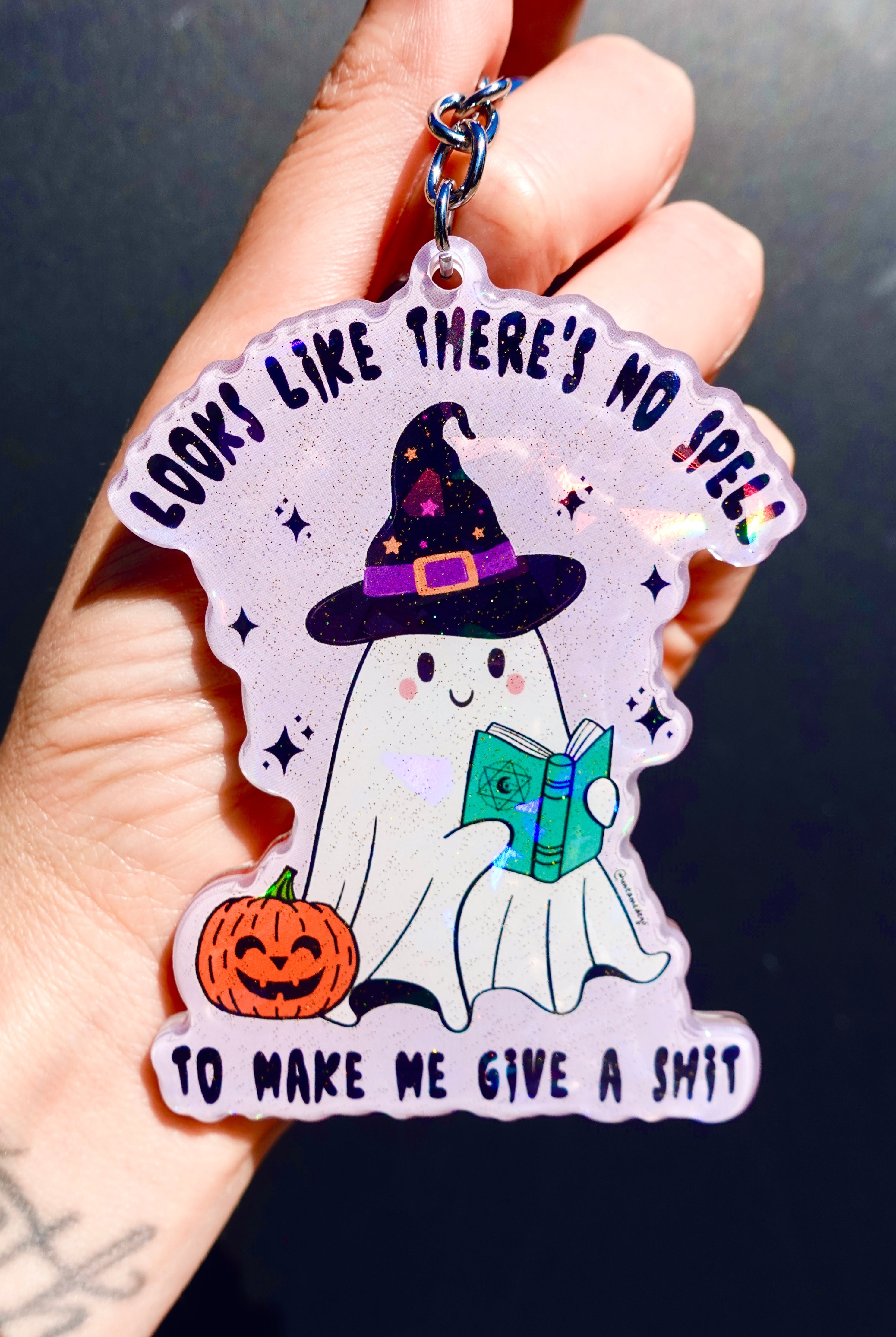 Looks Like There&amp;#39;s No Spell To Make Me Give A Shit Halloween Keychain