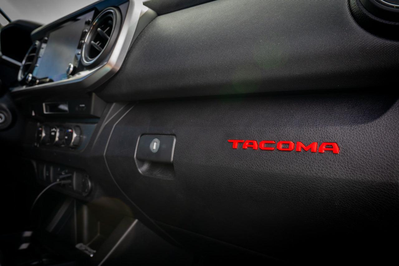 Glove Box &amp;quot;TACOMA&amp;quot; Acrylic Logo Inlays (Laser Series) - 2016-2023 Tacoma