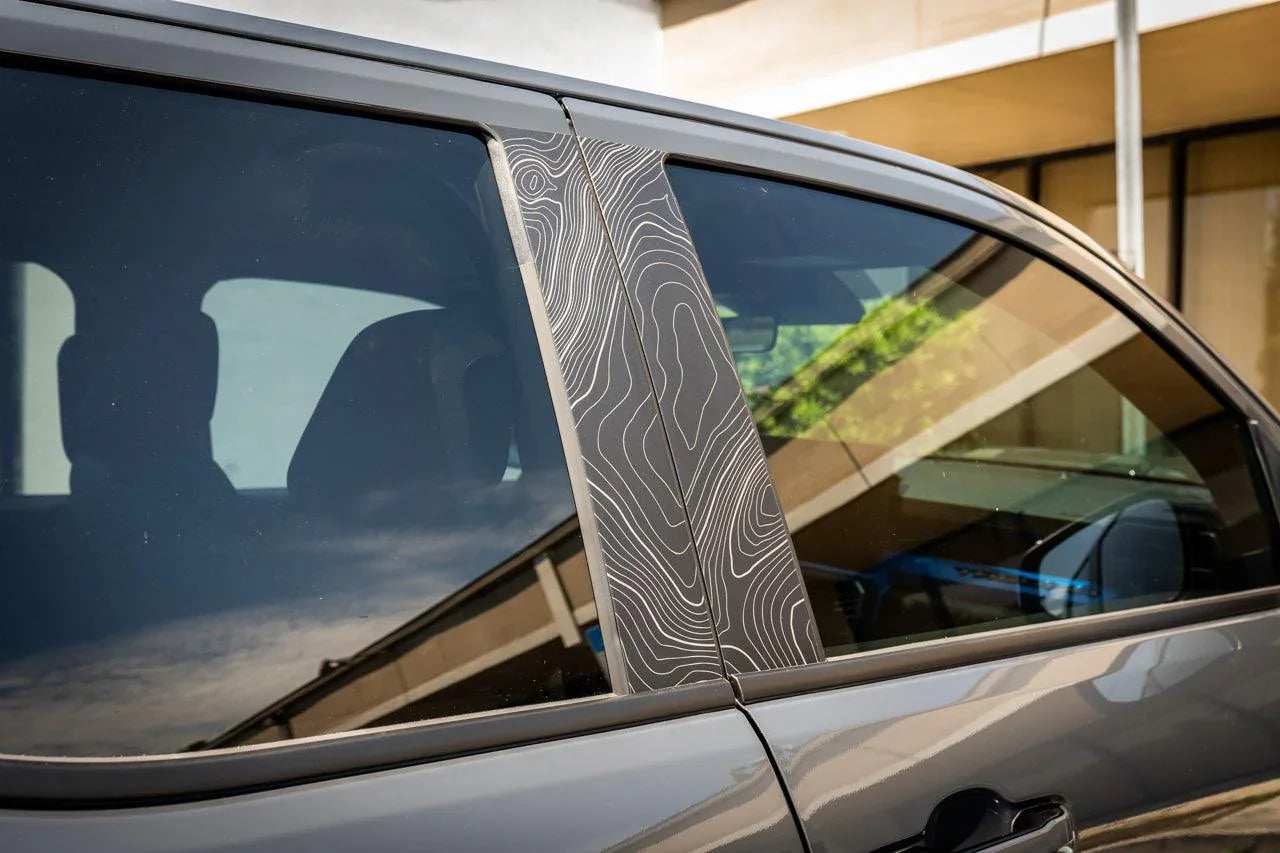 Topographic B Pillar Overlays - 2024+ Tacoma Double Cab / 2025+ 4Runner