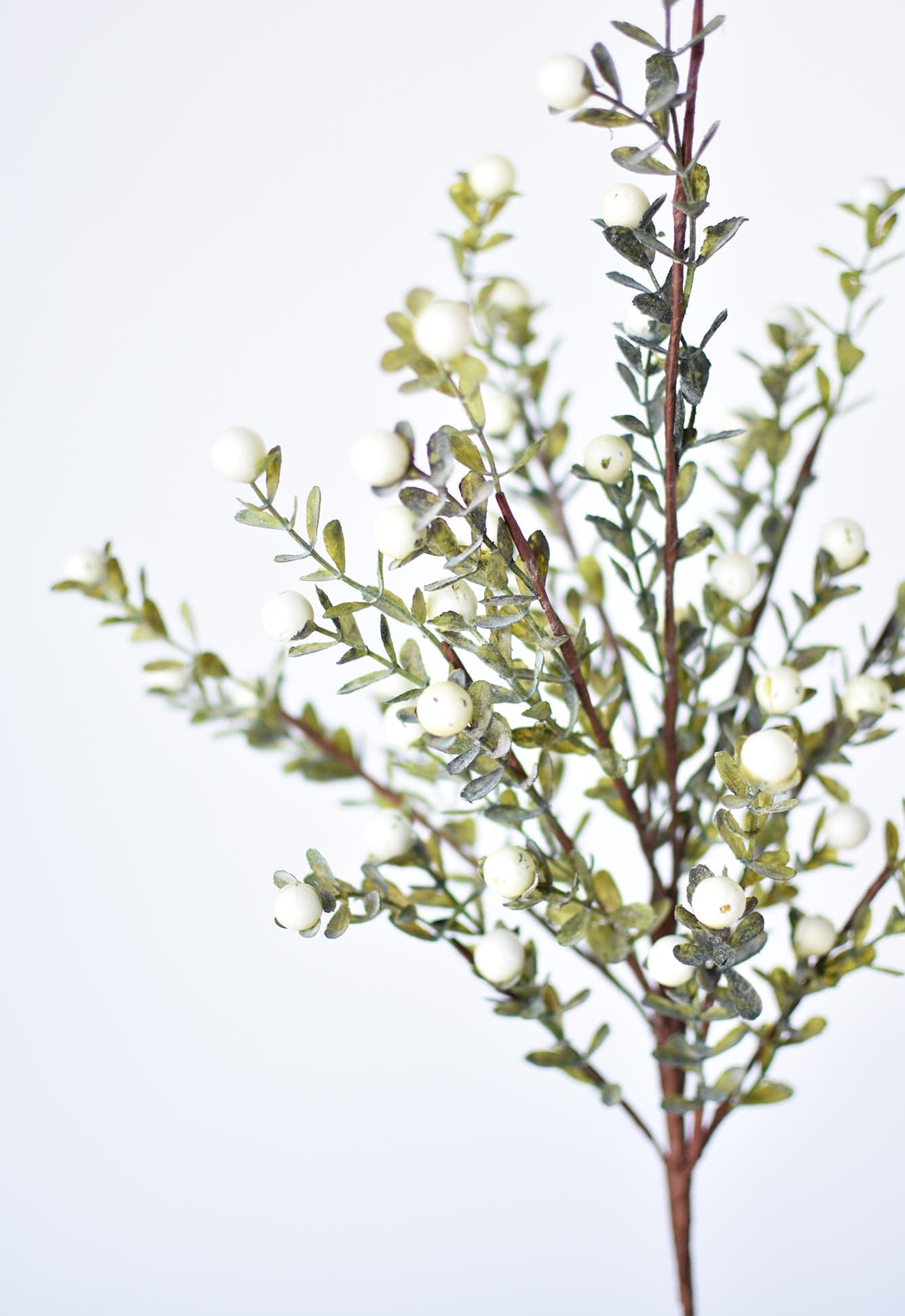 21” White Berry Boxwood Greenery Stem