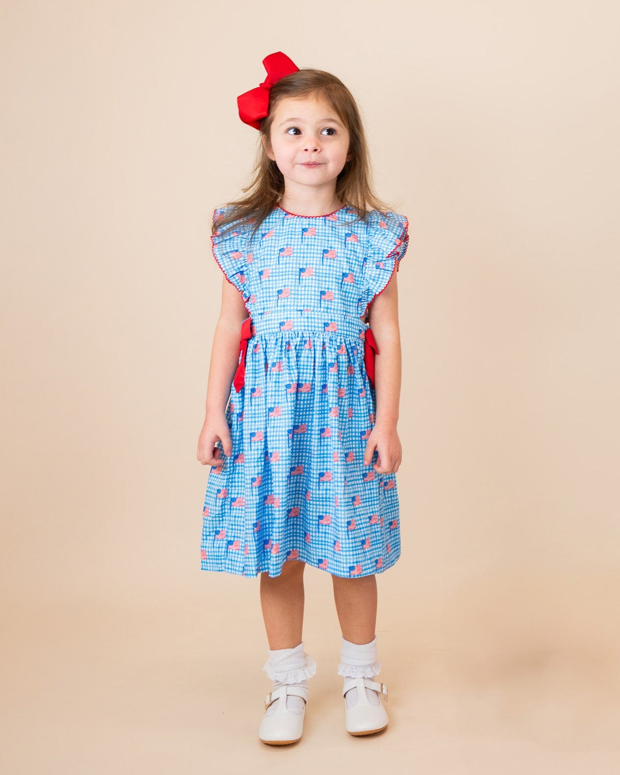 American Flag Gingham Print Jumper- FINAL SALE