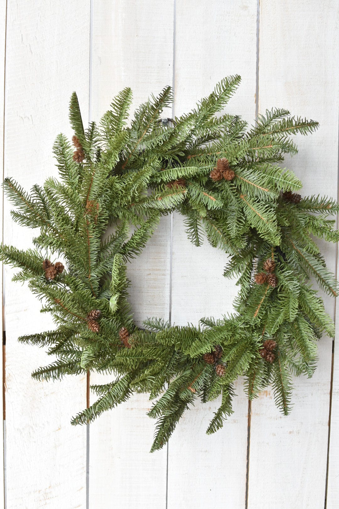 24&amp;quot; Faux Green Spruce Real Touch Wreath w/Faux Pinecones