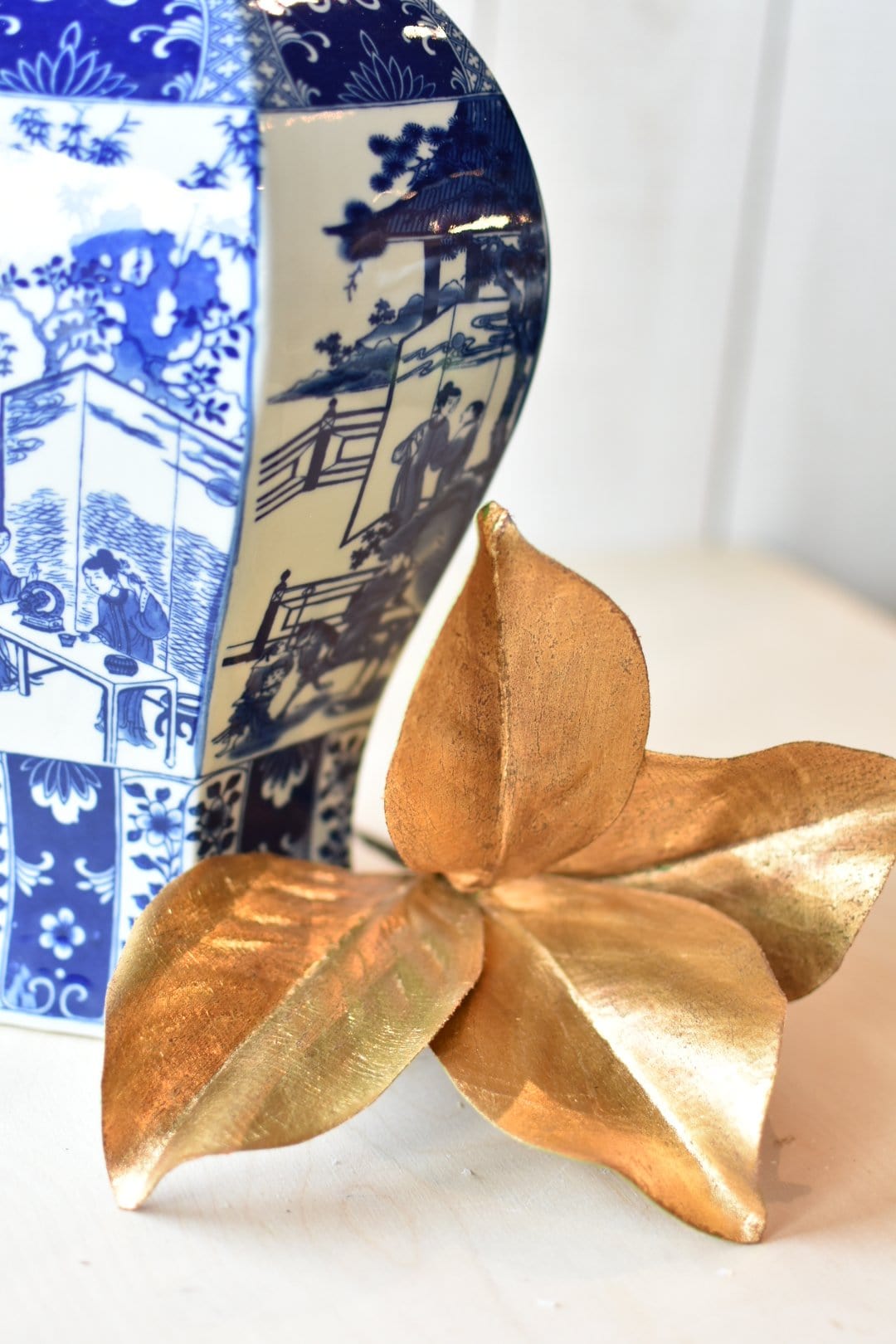 11&amp;quot; Faux Gold Metallic Magnolia Leaf Stem