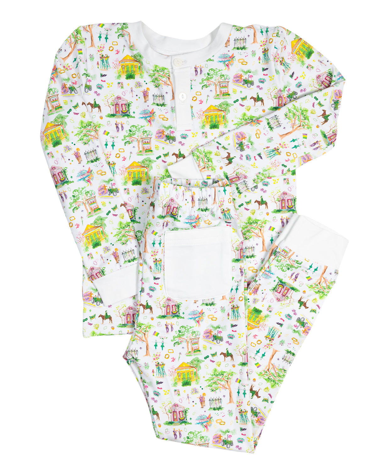 Mardi Gras Print Pajama Set- FINAL SALE