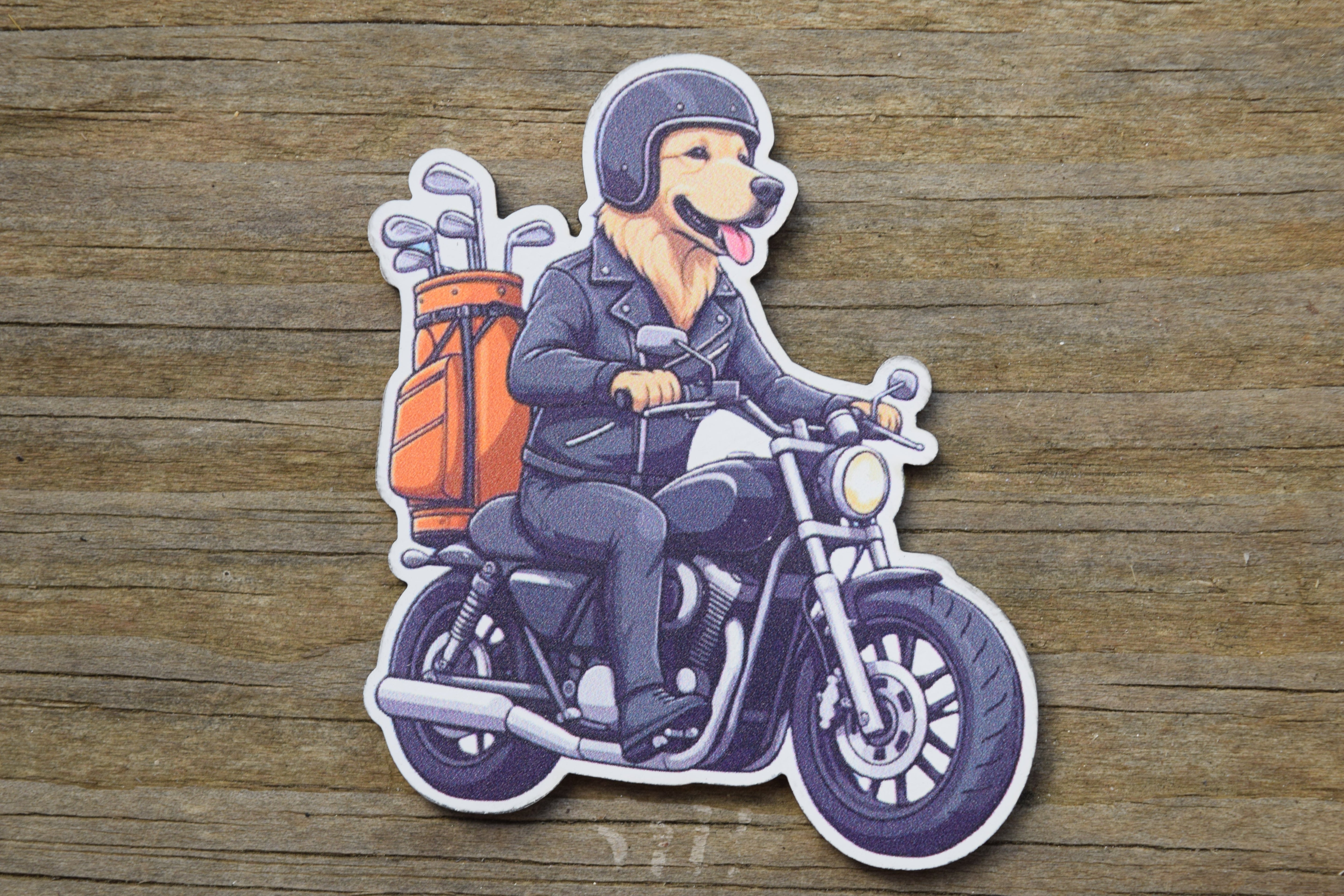 &amp;quot;Golfing Biker Dog&amp;quot; UV Printed Patches