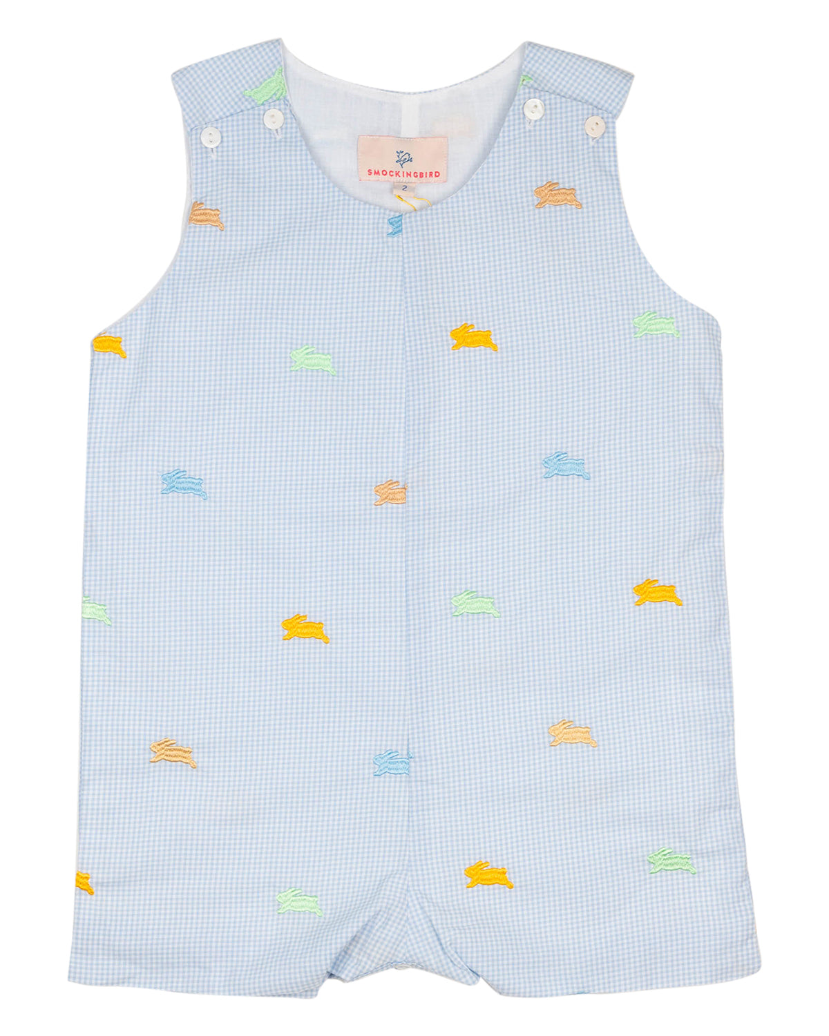 Colorful Bunnies Embroidered Shortall-FINAL SALE