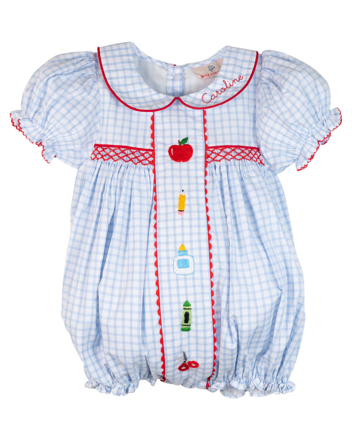 School Supplies Embroidered Girl Bubble- FINAL SALE