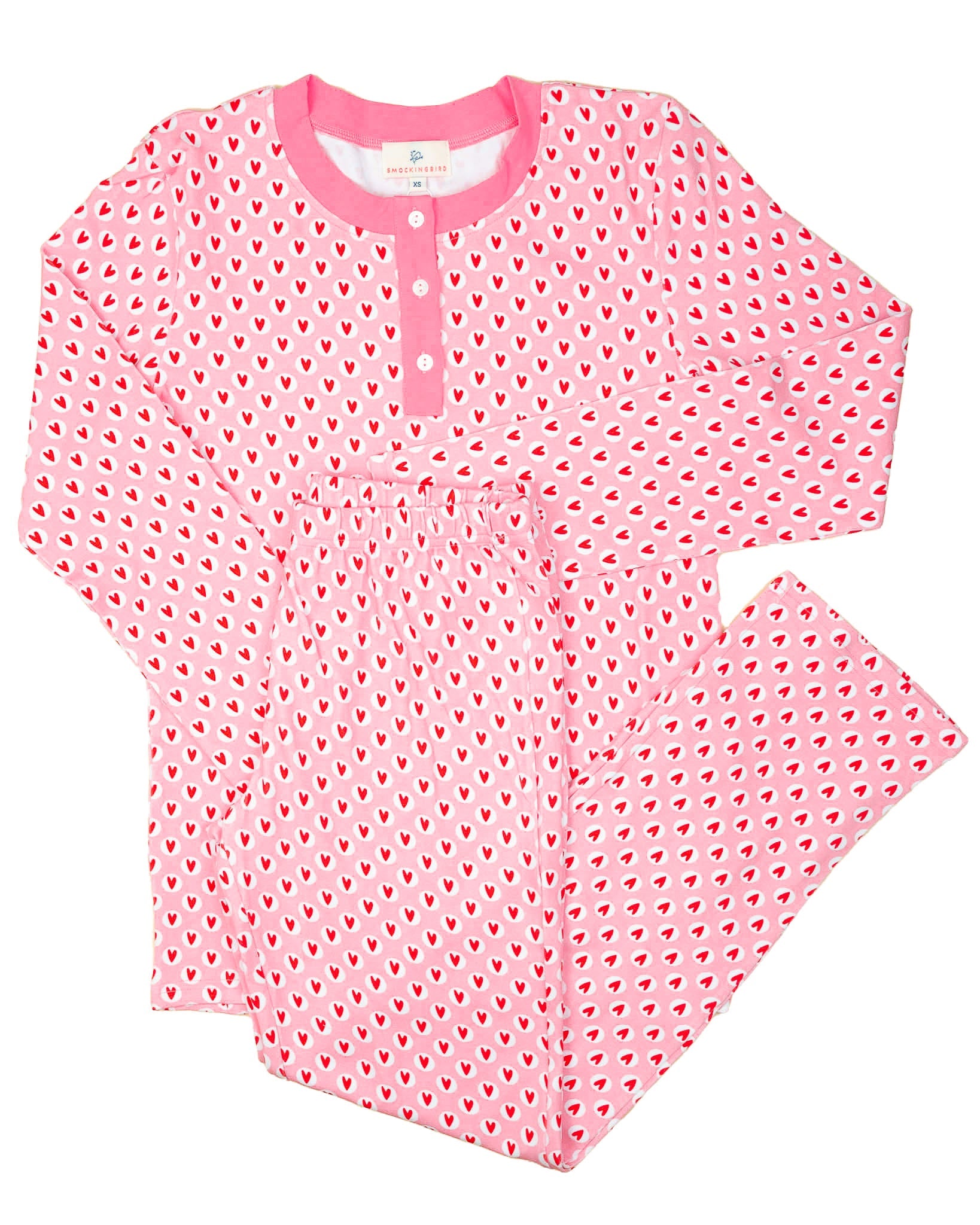 Valentine Hearts Knit Ladies Pajama Set- FINAL SALE