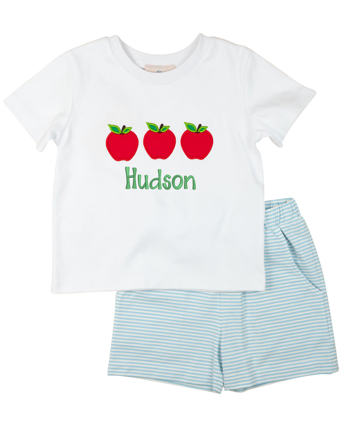 Light Blue Apple Knit Shorts Set- FINAL SALE