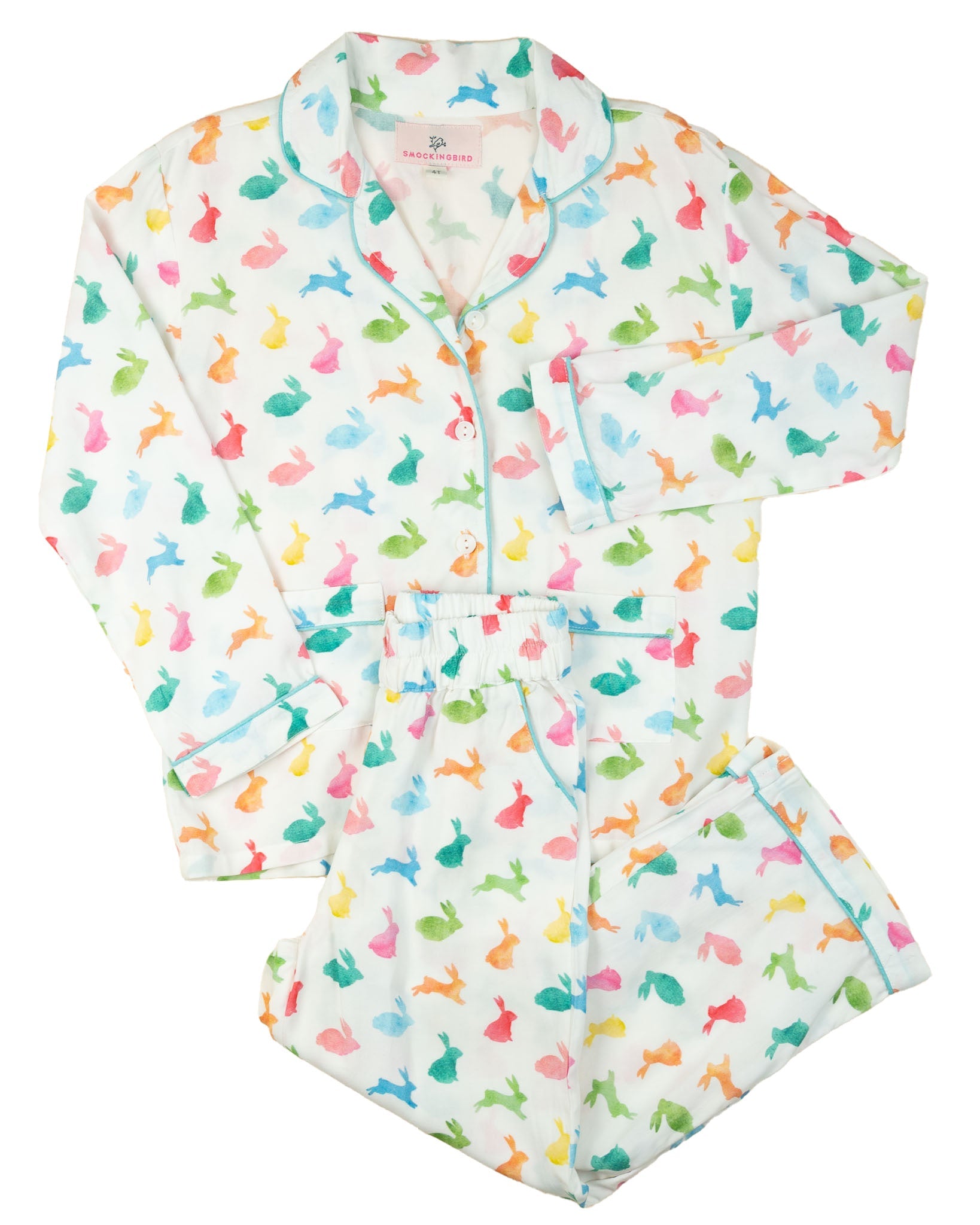 Colorful Bunnies Button Down Pajamas-FINAL SALE