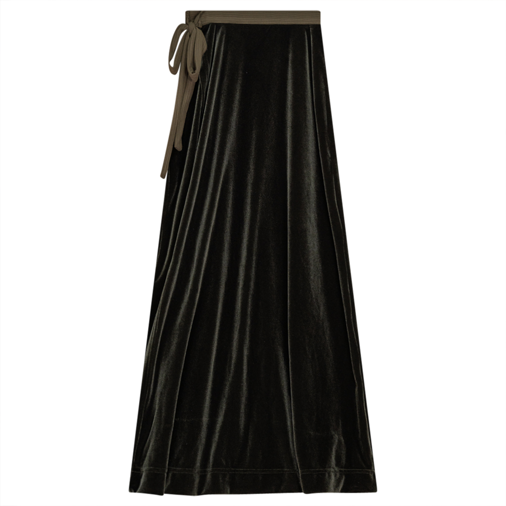 Wrap Velour Long Skirt