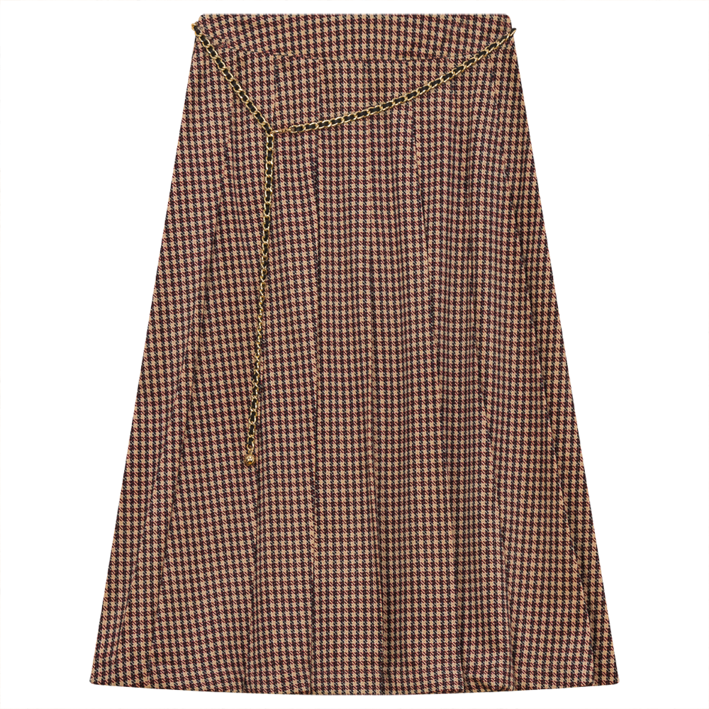 Checkered Print Pleated Skirt