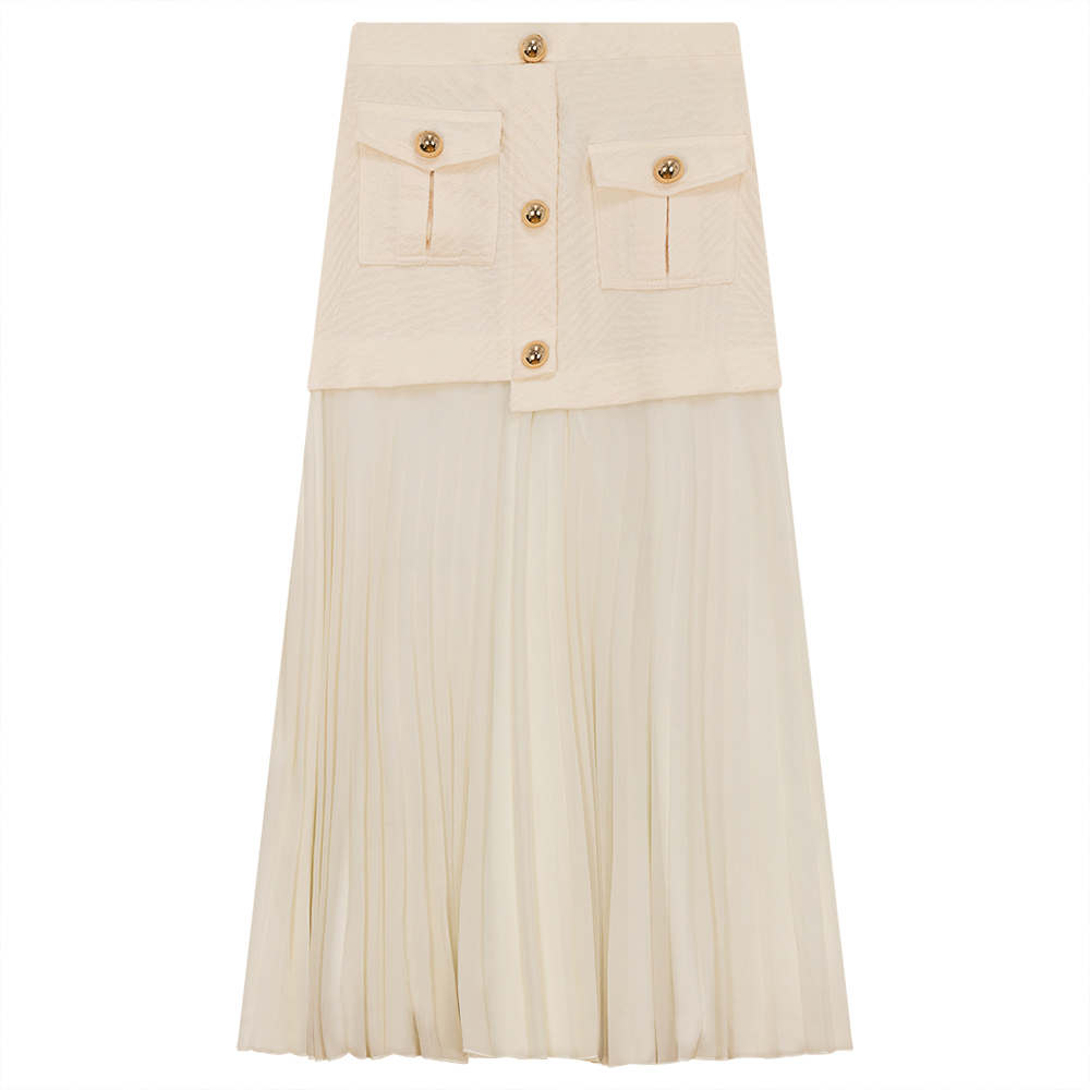Pleated MIDI Skirt with Pockets