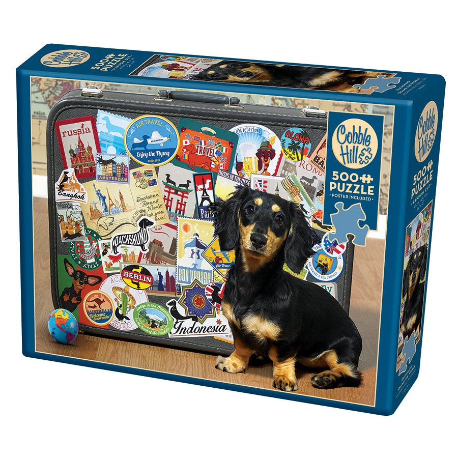 Dachshund &amp;#39;Round the World 500 Piece Jigsaw Puzzle Cobble Hill