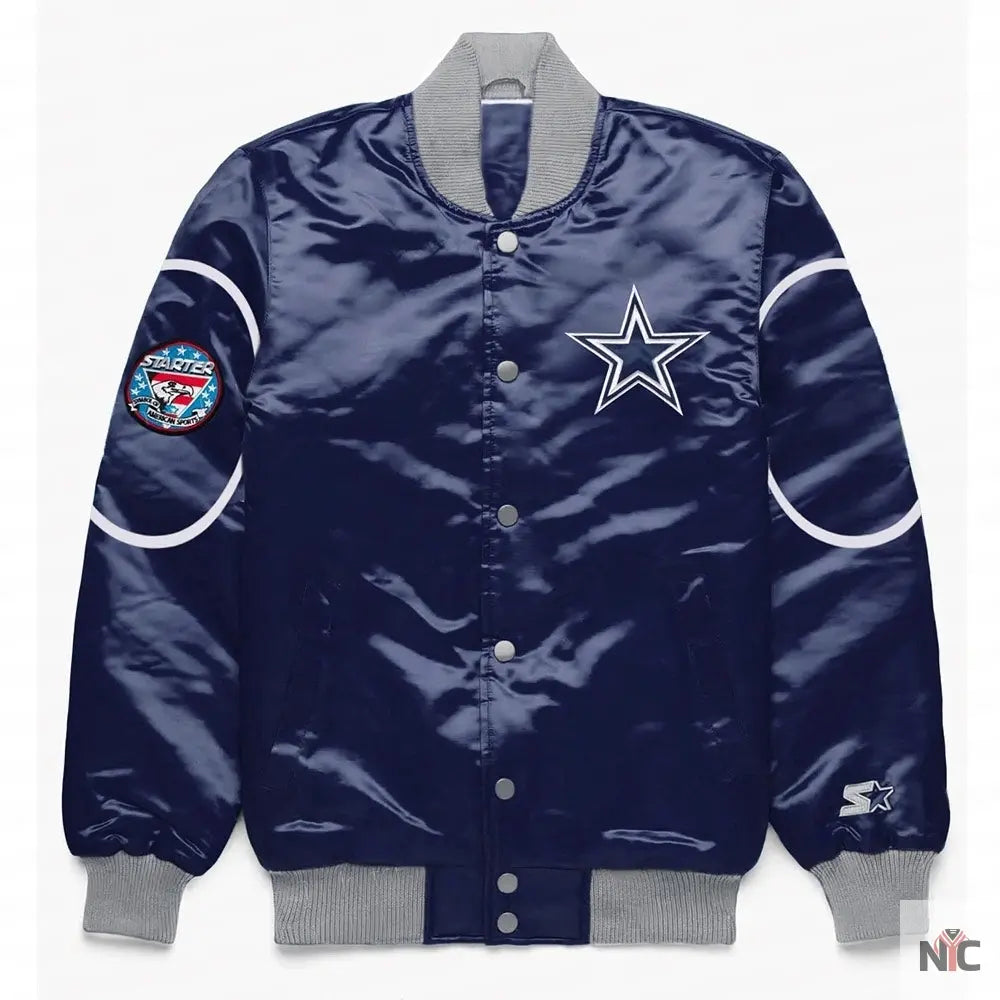 Dallas Cowboys Blue Bomber Snap-Front Jacket
