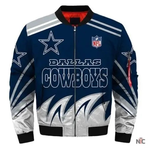 Dallas Cowboys Blue and White Bomber Jacket